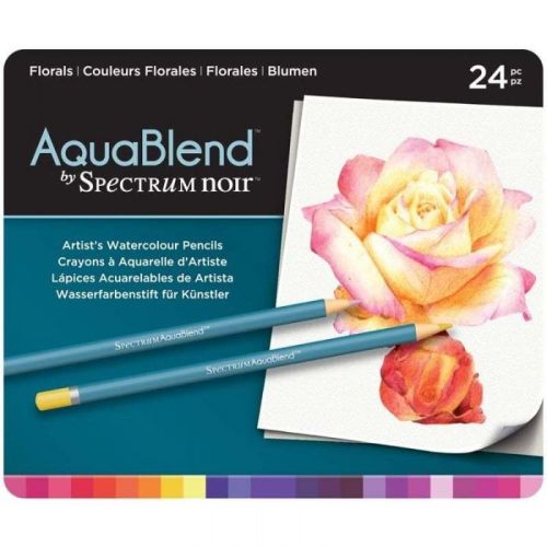 # Spectrum Noir AQUABLEND Pencils SET - Метална кутия АКВАРЕЛНИ дизайн моливи 24цв  -  FLORALS
