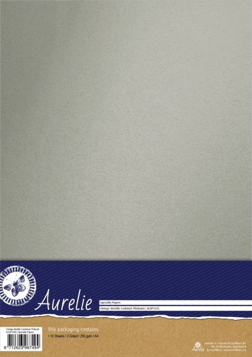 AURELIE PEARL 10бр - Двустранен перла-металик картон 240гр # PLATINUM SILVER