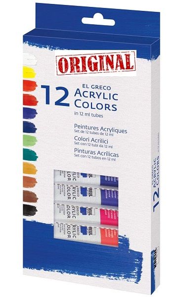 EL GRECO ACRYLICS 12 x 12ml - Фини акрилни бои 12цв  