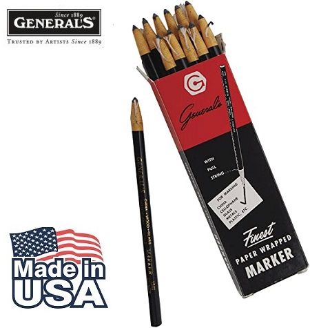 Молив / маркер за много повърхности и литография - Черен - WRAPPED CHINA PENCIL GENERALS, USA  