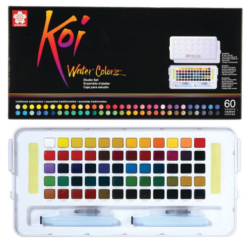 # KOI SAKURA 60 Watercolours - Екстра фини японски акварели к-кт 60 цвята + Aquabrush