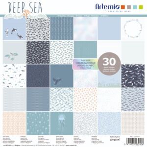ARTEMIO, "DEEP SEA" SCRAP BLOCK 170g/m2 - Дизайнерски блок 12"х12" / 30листа HOLOGRAPHIC
