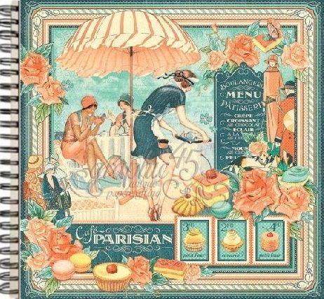ALBUM SCRAPBOOKING "CAFE PARISIAN" - Дизайнерски скрапбукинг албум 24 страници 30,5х30,5 см