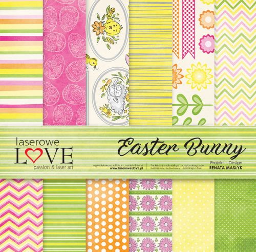 Laserowe LOVE, Set of Double Face Sheets - Easter Bunny  - Дизайнерски двустранен блок 30,5 х 30,5 см. 