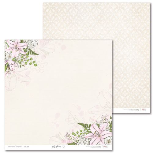 Laserowe LOVE, Paper - Lily Flower - 01 - Дизайнерски двустранен картон 30,5 х 30,5 см. 