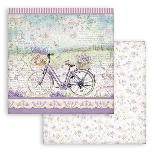 STAMPERIA, Provence Bicycle Paper Sheets - Дизайнерски скрапбукинг картон 30,5 х 30,5 см.