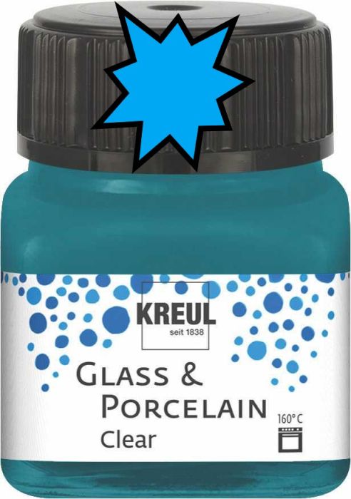 KREUL Glass & Porcelain Clear - Прозрачна боя за порцелан и стъкло, 20 мл. - WATER BLUE