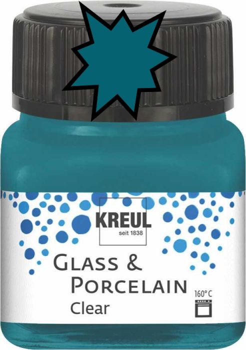 KREUL Glass & Porcelain Clear - Прозрачна боя за порцелан и стъкло, 20 мл. - TURQUOISE