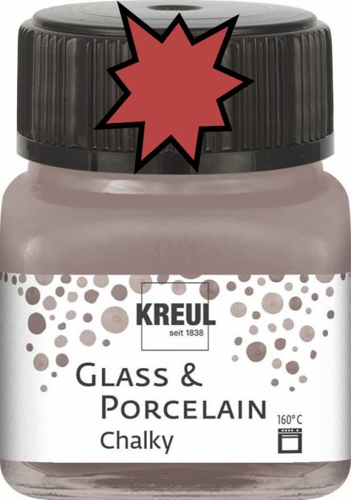 KREUL Glass & Porcelain Chalky - Тебеширена боя за порцелан и стъкло, 20 мл. - COZY RED