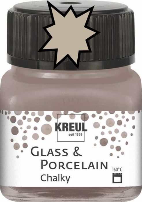 KREUL Glass & Porcelain Chalky - Тебеширена боя за порцелан и стъкло, 20 мл. - NOBLE NOUGAT