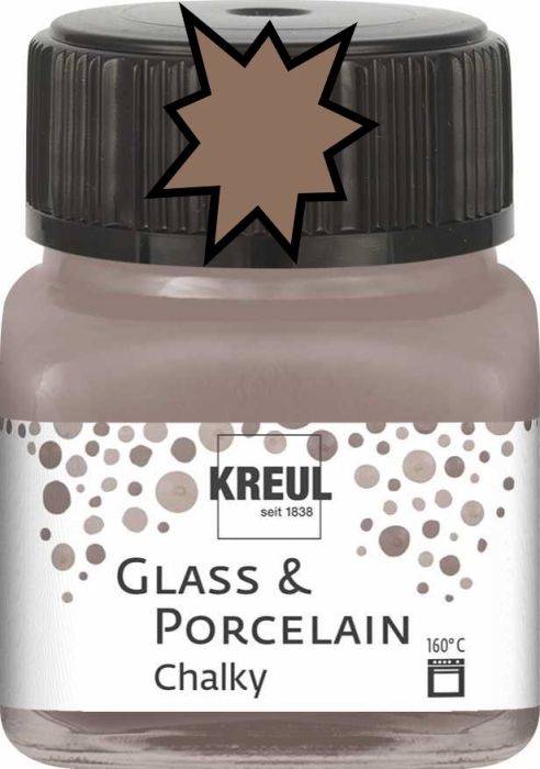 KREUL Glass & Porcelain Chalky - Тебеширена боя за порцелан и стъкло, 20 мл. - MILD MOCCA