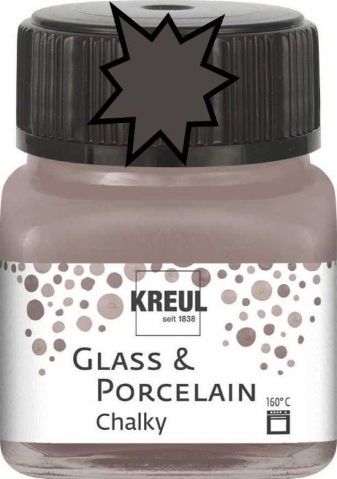 KREUL Glass & Porcelain Chalky - Тебеширена боя за порцелан и стъкло, 20 мл. - VOLCANIK GRAY