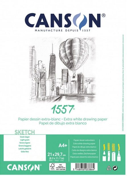 CANSON 1557  А4 - Дизайн блок a4 за рисуване с цветни и графични моливи 180г / 30 листа