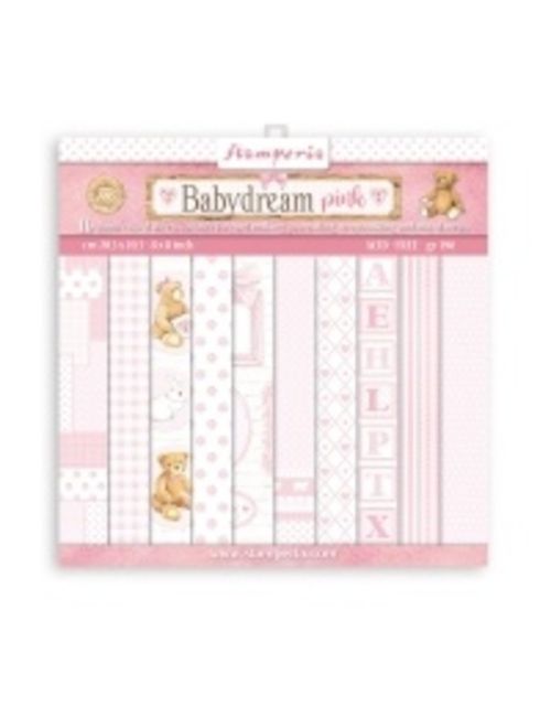 Scrapbooking Small Pad 10 sheets cm 20,3X20,3 (8"X8") Backgrounds Selection - BabyDream Pink