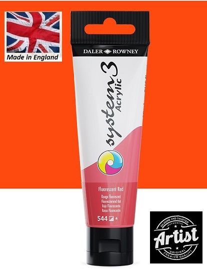 DALER-ROWNEY SYSTEM 3 ACRYLIC 59ml - Екстра фини АКРИЛНИ БОИ #  FLUO  RED 544