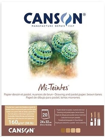 CANSON MI-TEINTES 24X32 20F -  Блок за пастел и графика 32x24 / 4 топли нюанса