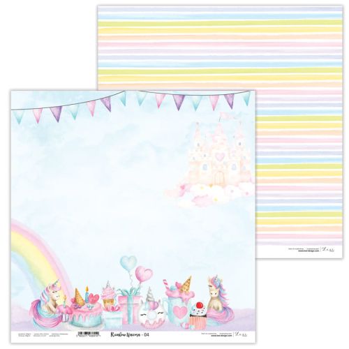 Lexi Design, Paper - Rainbow Unicorn 04 - Дизайнерски двустранен картон 30,5 х 30,5 см. 