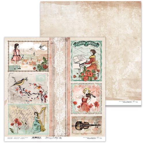 Lexi Design, Paper - Blooming Lullaby 05 - Дизайнерски двустранен картон 30,5 х 30,5 см. 