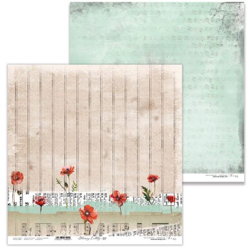 Lexi Design, Paper - Blooming Lullaby 07 - Дизайнерски двустранен картон 30,5 х 30,5 см. 