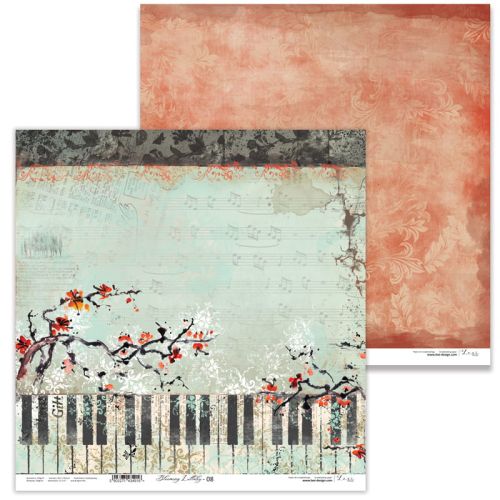 Lexi Design, Paper - Blooming Lullaby 08 - Дизайнерски двустранен картон 30,5 х 30,5 см. 