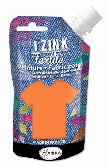 IZINK FABRIC PAINT TEXTILE, Made in France - Пигментна боя за рисуване върху текстил, 80 мл. - Orange nylon