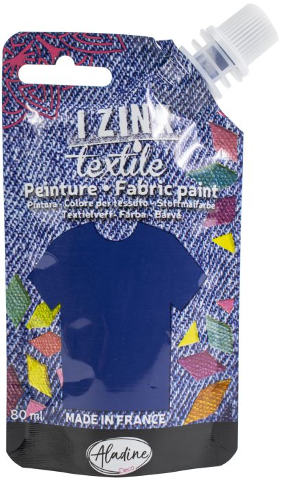 IZINK FABRIC PAINT TEXTILE, Made in France - Пигментна боя за рисуване върху текстил, 80 мл. - Night blue denim