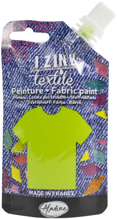 IZINK FABRIC PAINT TEXTILE, Made in France - Пигментна боя за рисуване върху текстил, 80 мл. - Light green satin
