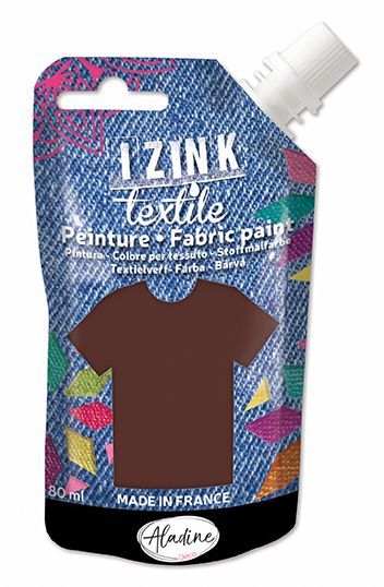 IZINK FABRIC PAINT TEXTILE, Made in France - Пигментна боя за рисуване върху текстил, 80 мл. - Brown suedette