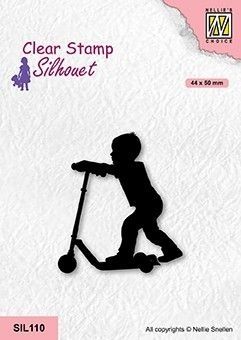 Nellie Snellen • Silhouet Clear Stamps Girl With Scooter - Дизайн силиконов печат