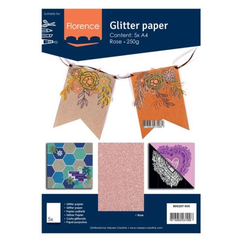 Florence • Glitter paper A4 250g Violet - Глитер картон 250 гр. А4