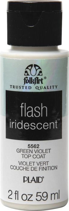 FolkArt •  Flash Iridescent Top Coat - Акрилен иридисент финиш лак - Зелено/Виолетово, 59 мл.