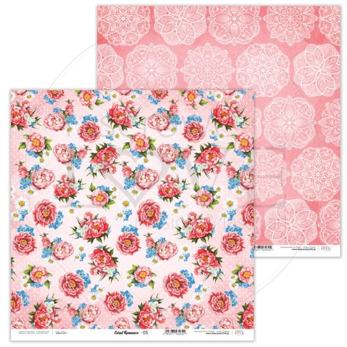 Laserowe LOVE, Paper -Coral Romance - 05 - Дизайнерски двустранен картон 30,5 х 30,5 см. 
