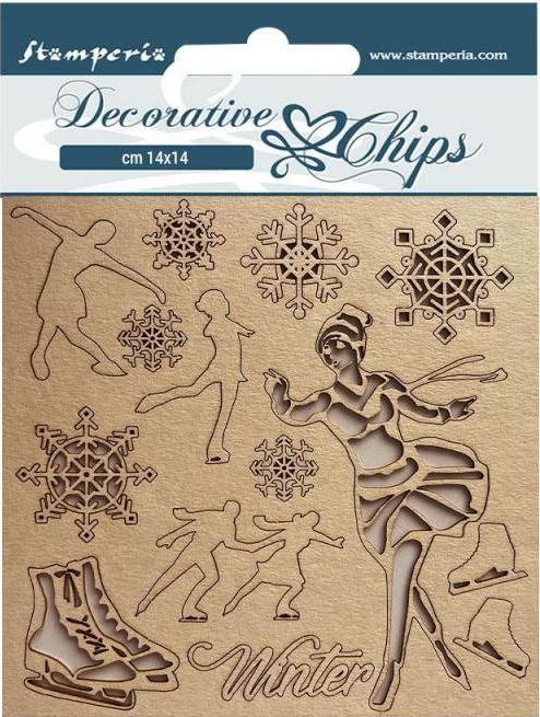 Decorative Chips Sweet winter ice skater 14 x 14 cm.