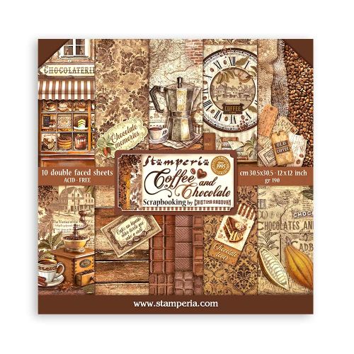 STAMPERIA, COFFEE AND CHOCOLATE12x12 Inch Paper Pack