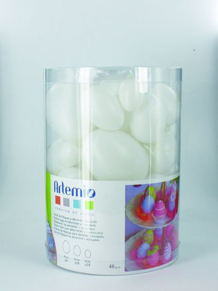 ARTEMIO - Комплект пластмасови бели яйца със закачалка - 48 бр. микс 4-8 см